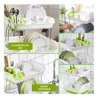 Escurridor de Plato Verde 2 Niveles para la Utilidad de Hijos Sanos Y Ligas Regalo