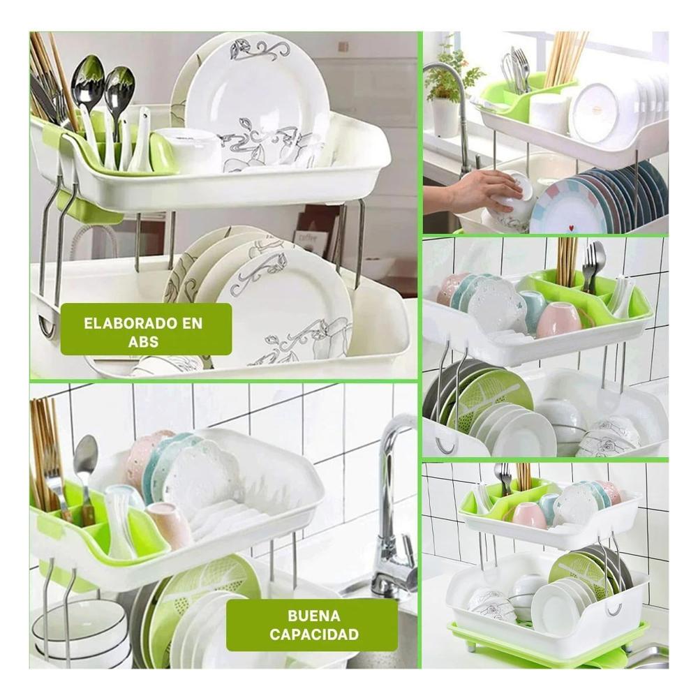 Escurridor de Plato Verde 2 Niveles para la Utilidad de Hijos Sanos Y Ligas Regalo