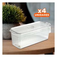 Pack4 Charola con Agarre Frontal para Orden 26x15x30cm Transparente Y Papel Regalo