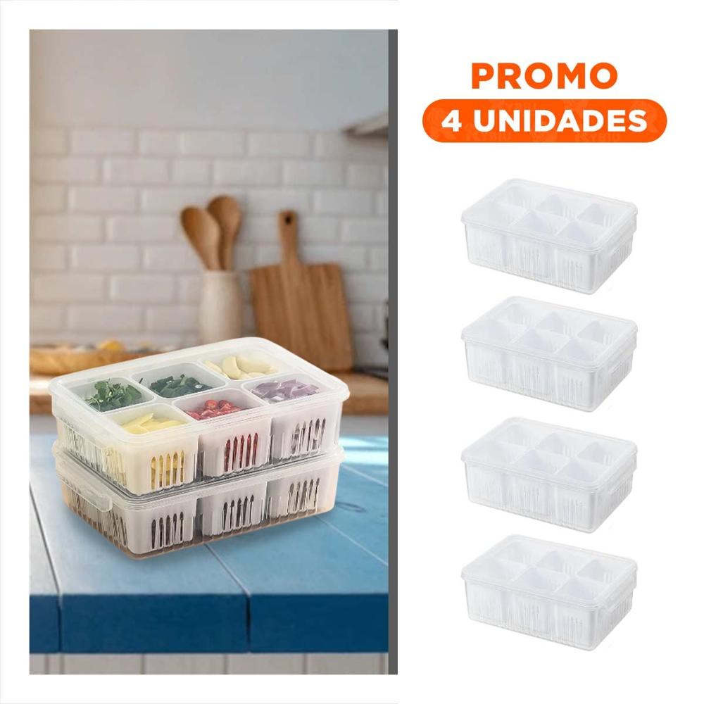 Pack4 Recipientes Escurridores Practicos 6 en 1 Blanco Hogar