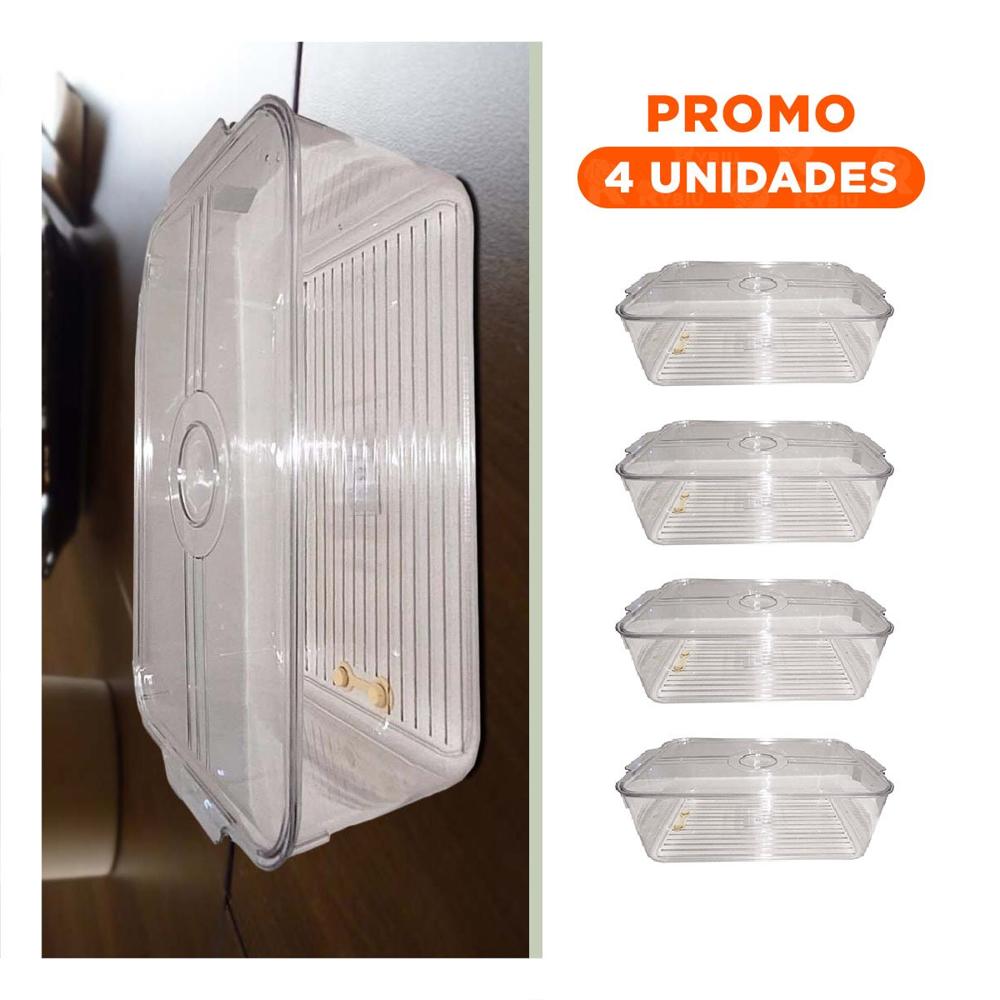 Pack4 Charola Multiuso que Mantiene Frescura 30x15x15cm Transparente
