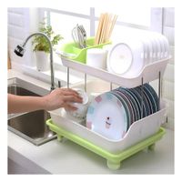 Escurridor de Plato Verde 2 Niveles para el Orden en Vivienda Linda