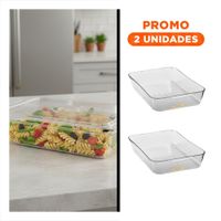 Pack2 Porta Alimentos Transparente de Cocina 32x20x5cm Transparente Y Regalo Sticker