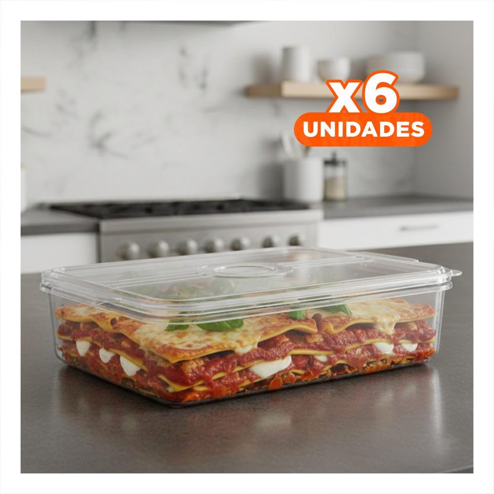 Pack6 Deposito de Cocina para Frutas 32x20x5cm Transparente Y Papel Regalo