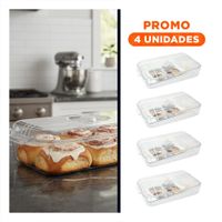 Pack4 Contenedor Multiuso para Refrigerador 30x16x7cm Transparente