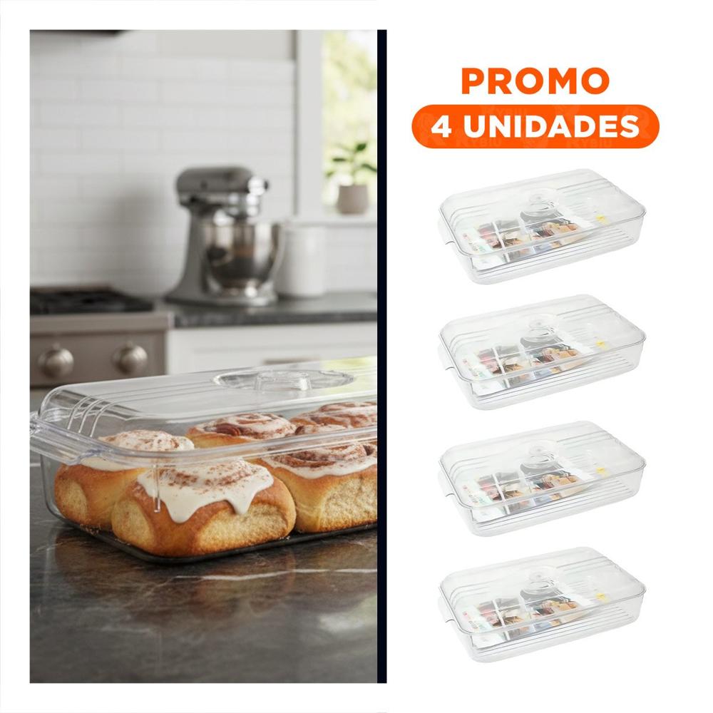 Pack4 Contenedor Multiuso para Refrigerador 30x16x7cm Transparente