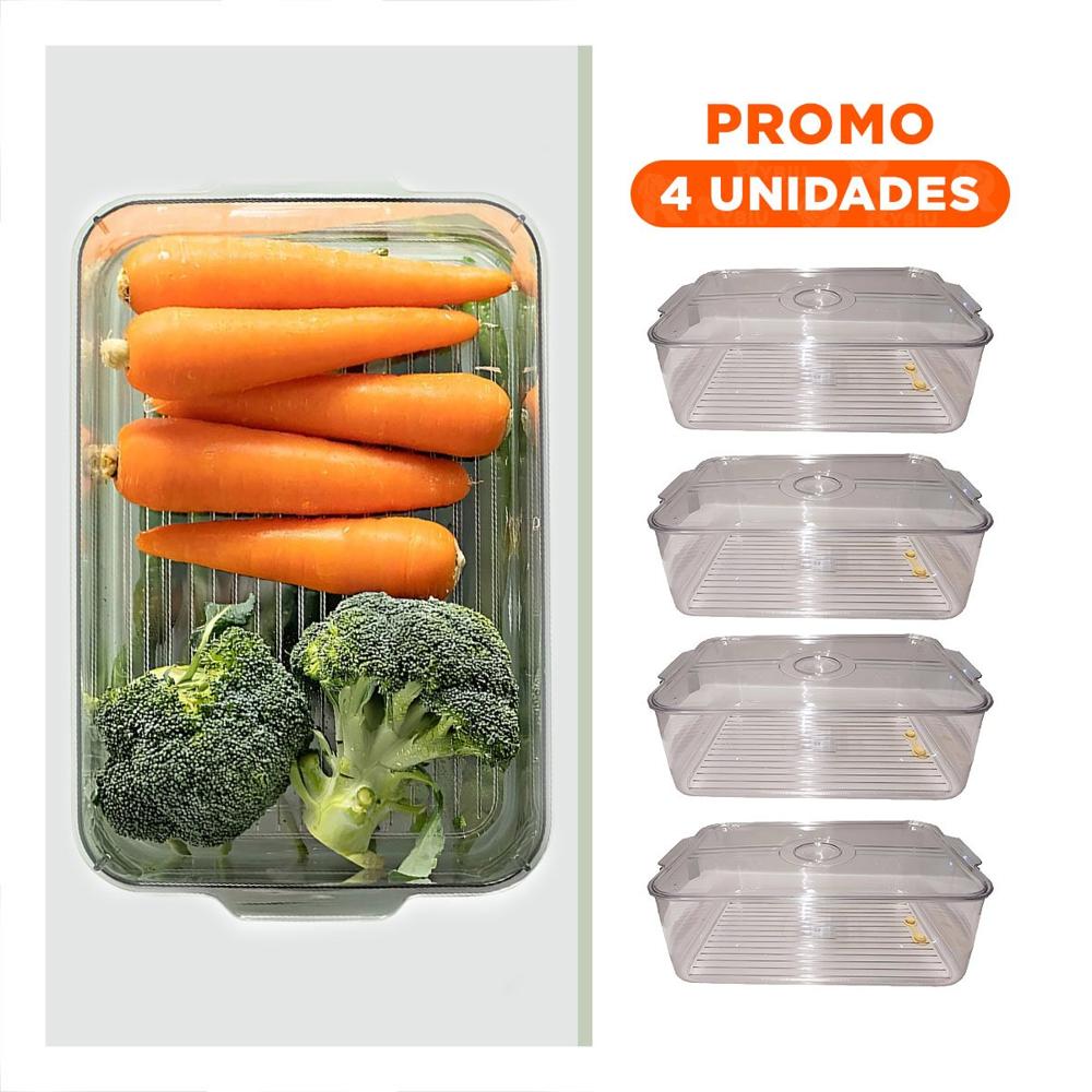 Pack4 Organizador Multiuso para Refrigerador 30x20x10cm Transparente