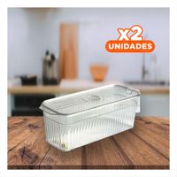 Pack2 Charola Rectangular Apilable para Alimentos 26x15x30cm Transparente Y Papel Regalo
