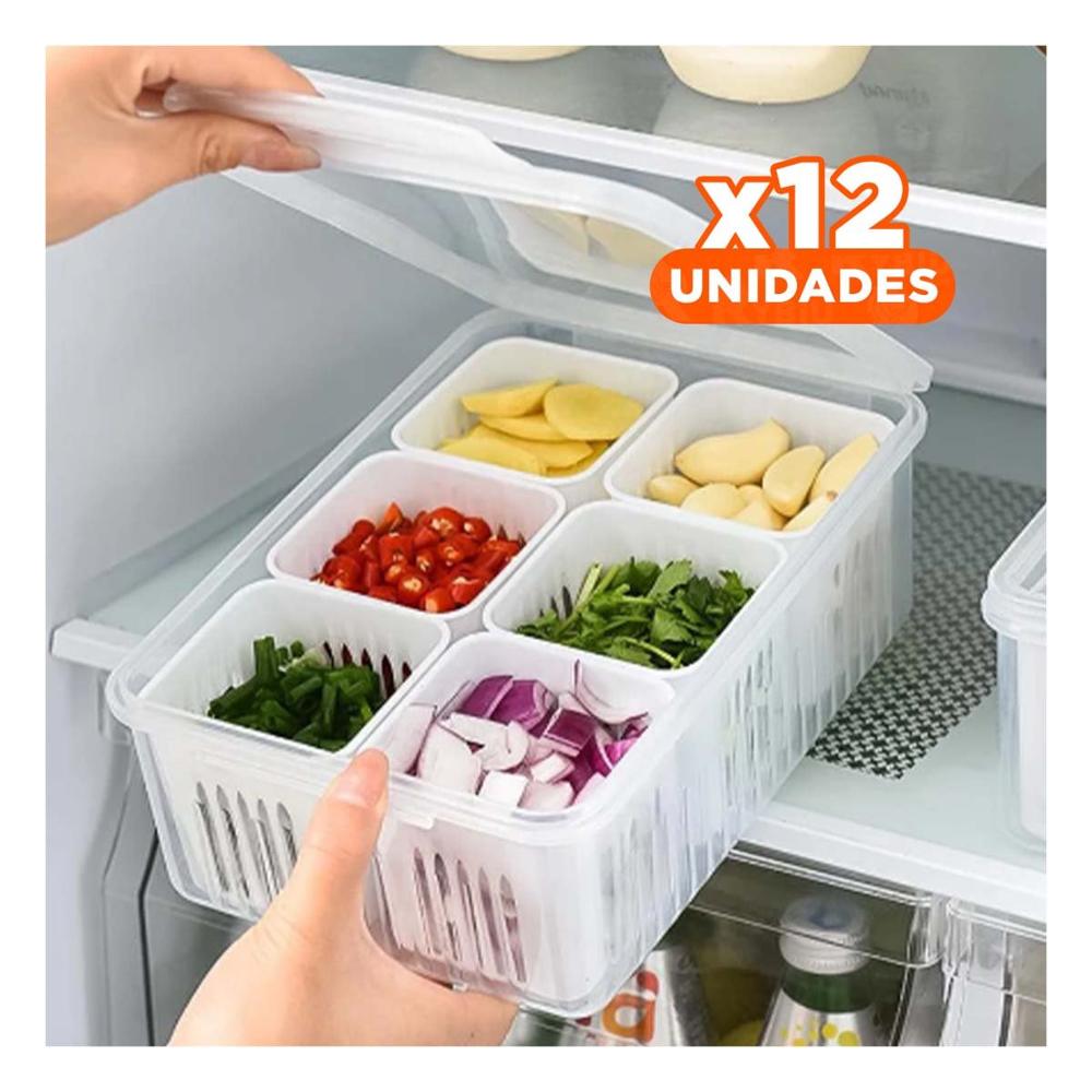 Pack12 Depositos Escurridores Multifuncion 6 en 1 Blanco Hogar Y Regalo Sticker