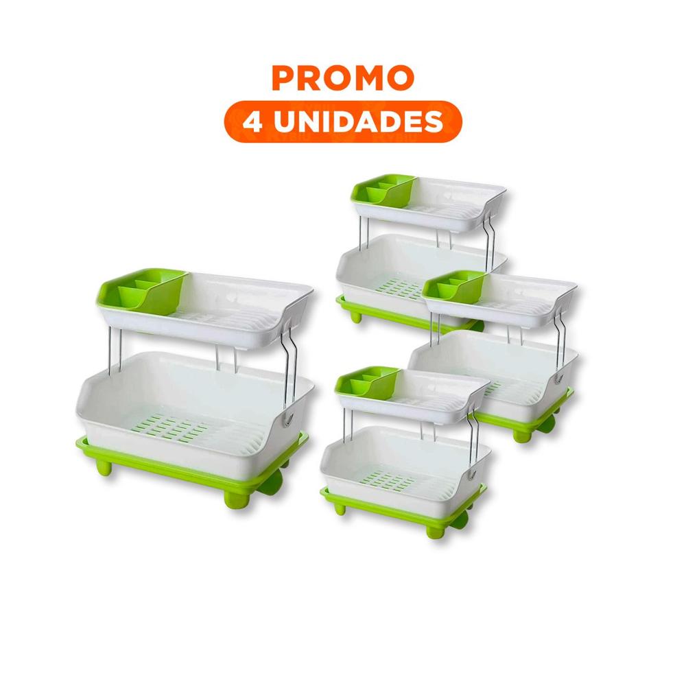 Pack4 Organizador de Vajilla Verde 2 Niveles con Diseño Elegante en su Casa