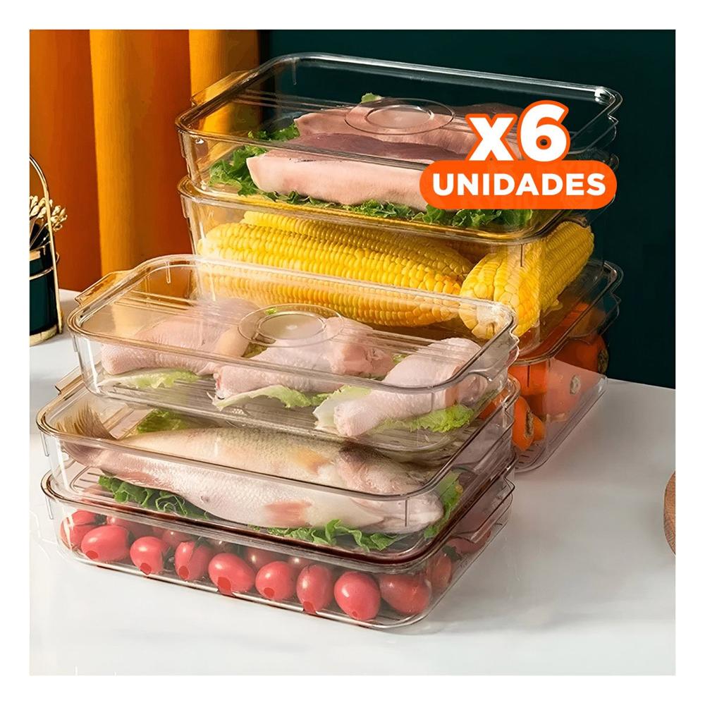 Pack6 Base Organizadora para Alimentos Frescos 30x20x10cm Transparente Y Papel Regalo