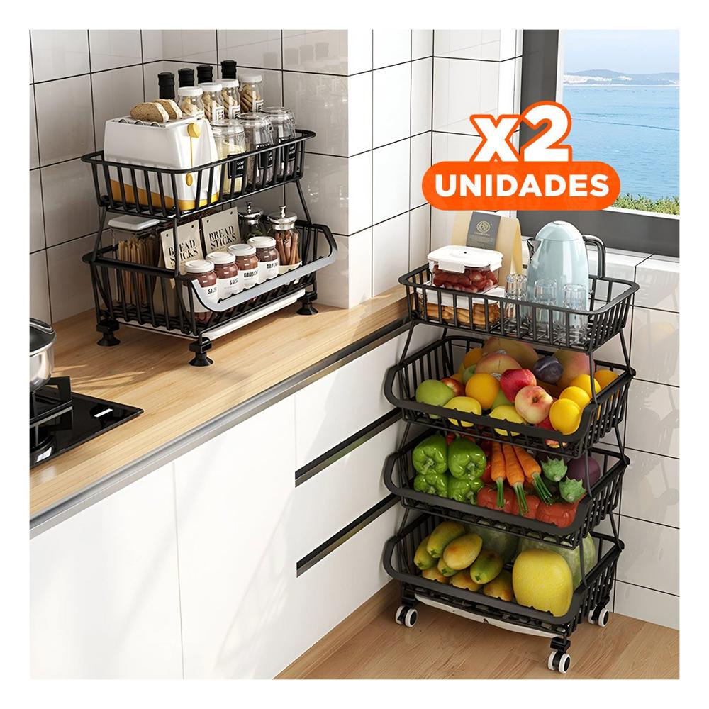 Pack2 Organizador de Acero Negro de Estilo Moderno en su Vivienda Linda Y Papel Regalo