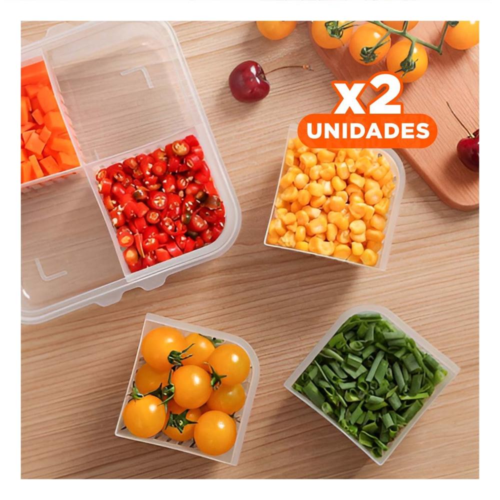 Pack2 Recipientes Escurridores para Frutas y Verduras 4 en 1 Transparente Cocina