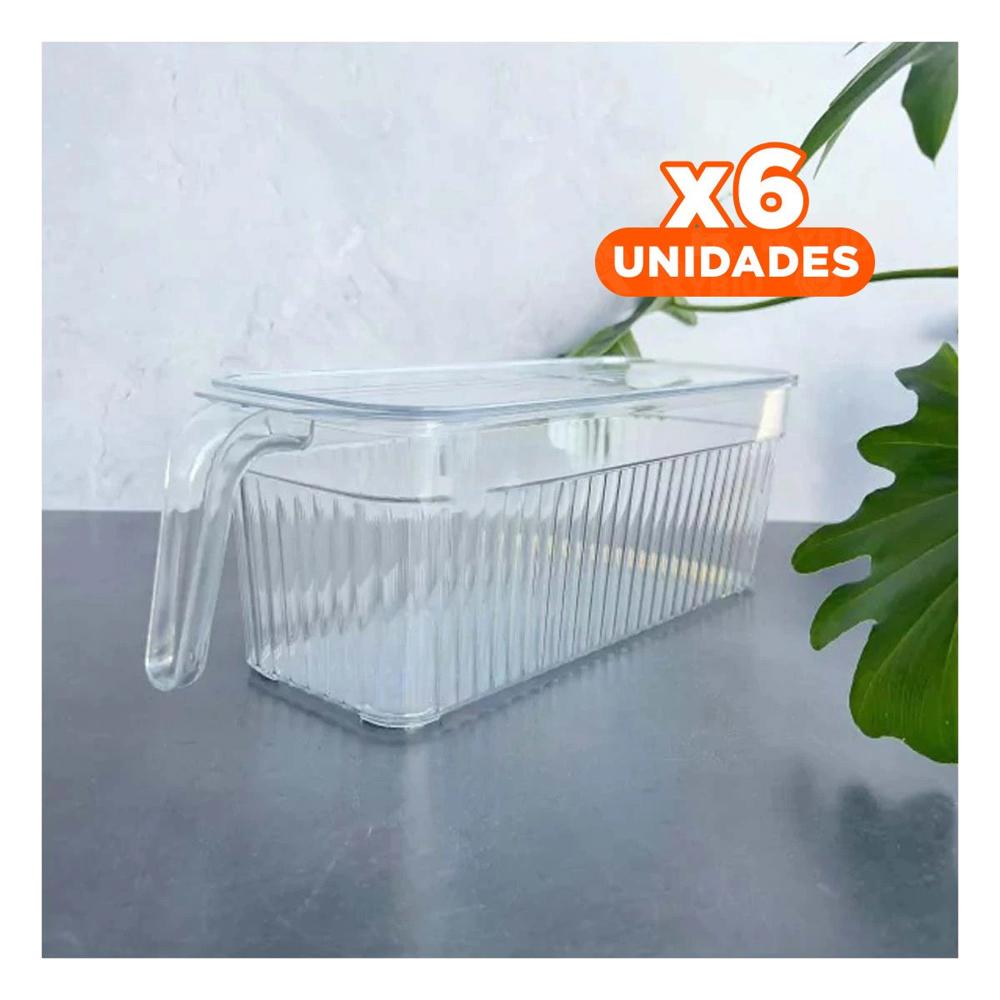 Pack6 Deposito Rectangular Apilable 26x15x30cm Transparente