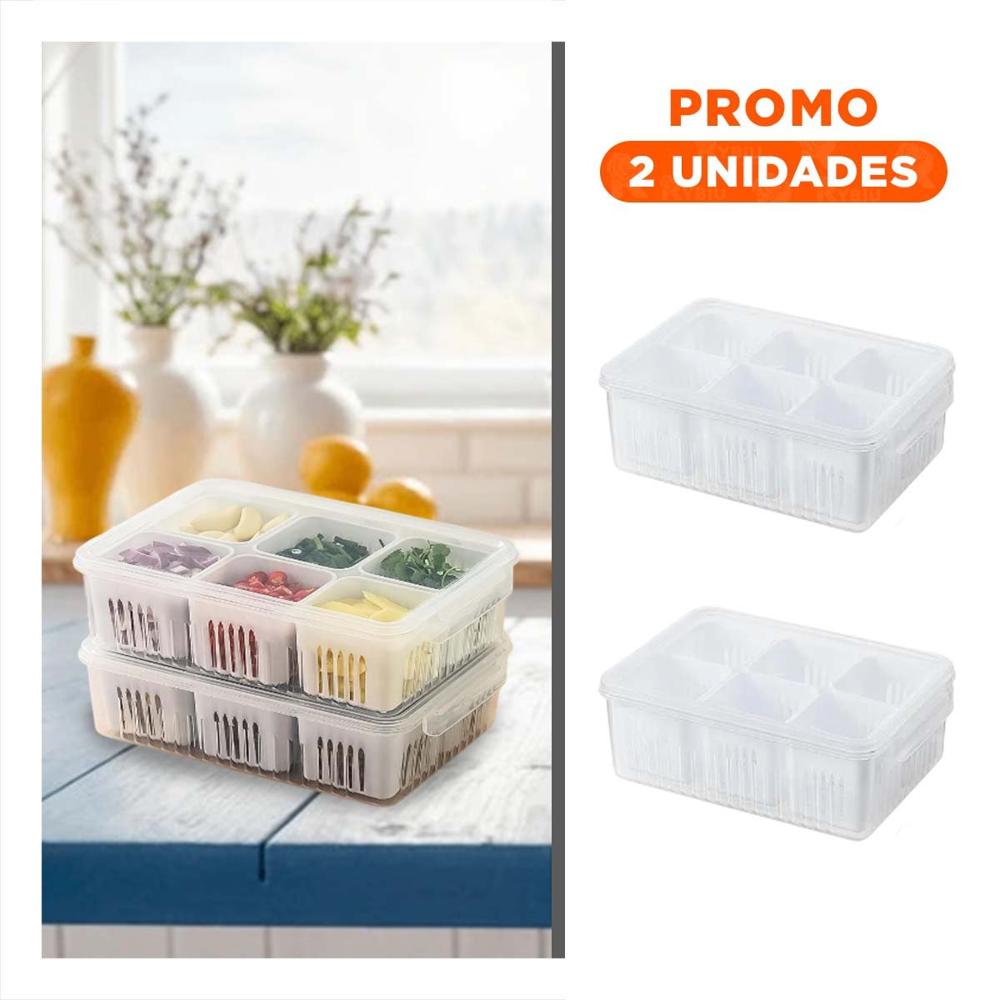 Pack2 Recipientes Escurridores con Tapa 6 en 1 Blanco Cocina Y Regalo Sticker