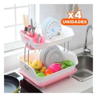 Pack4 Organizador de Vajilla Rosado 2 Niveles de Gran Calidad para mucha Carga Y Papel Regalo