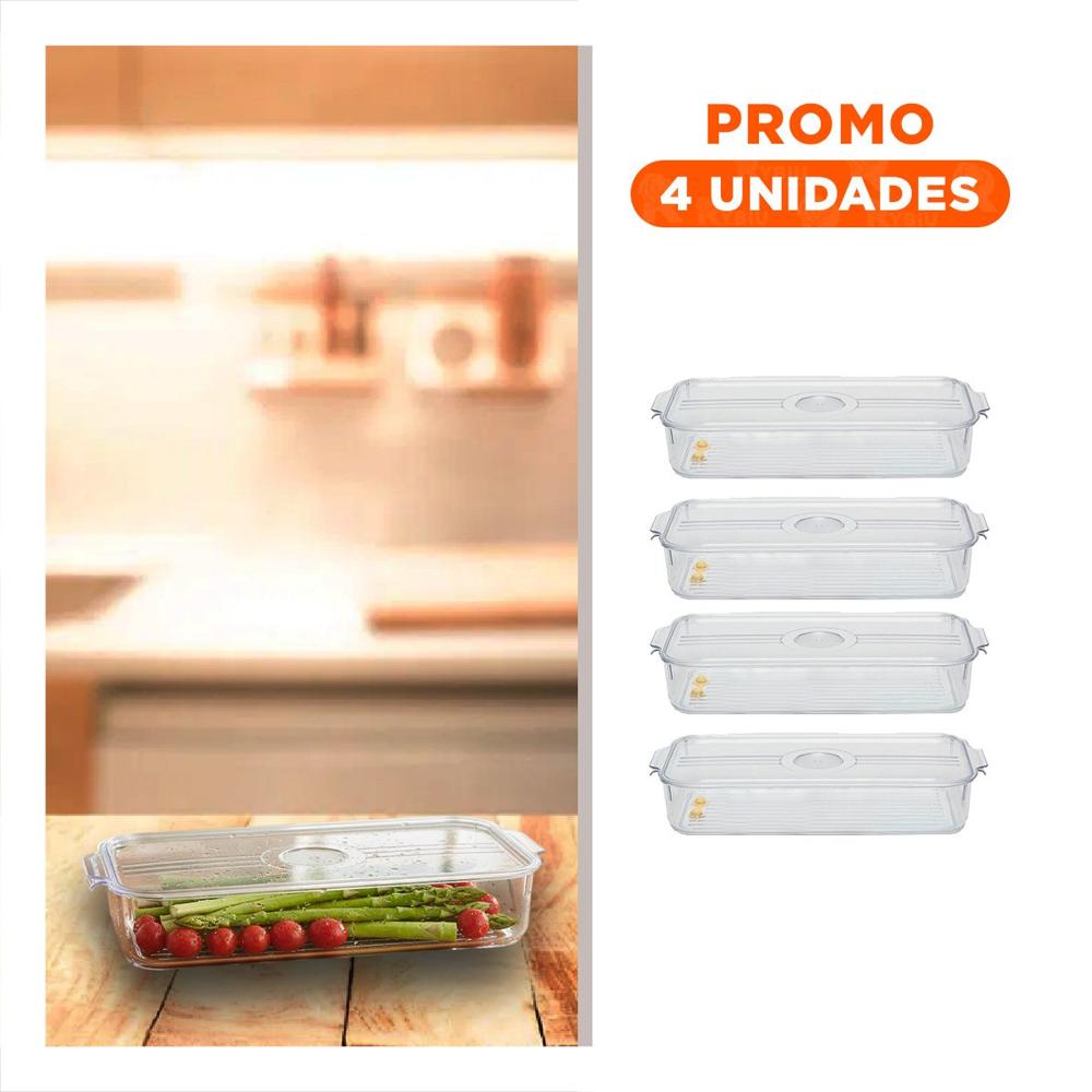 Pack4 Deposito de Cocina Apilable con Gran Visibilidad 30x16x5cm Transparente