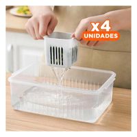 Pack4 Organizadores Escurridores para Alimentos 6 en 1 Blanco Hogar Y Regalo Sticker