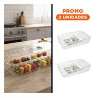Pack2 Contenedor de Cocina con Asas Pequeñas 30x16x7cm Transparente Y Regalo Sticker
