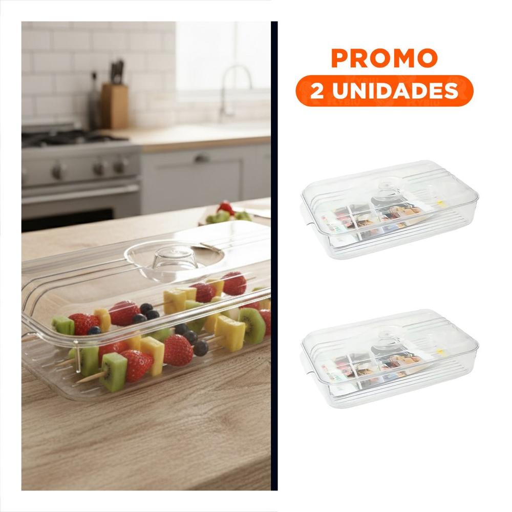 Pack2 Contenedor de Cocina con Asas Pequeñas 30x16x7cm Transparente Y Regalo Sticker