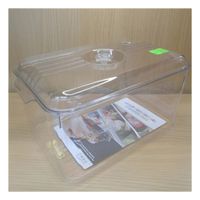 Bandeja acrilico 30x20x16cm transparente con tapa ovalada para almacenaje Y notas