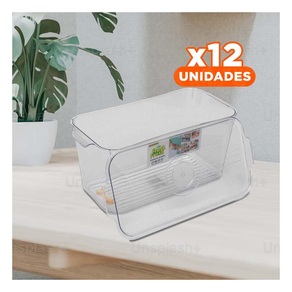 Pack12 Base de Acrilico con Tapa Recta y Drenaje 30x15x15cm Transparente Y Papel Regalo