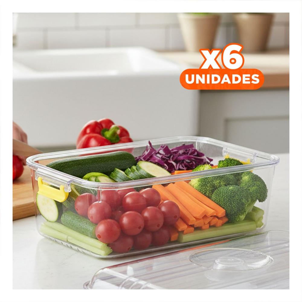 Pack6 Plato Rectangular Acrilico con Tapa y Desague para Organizar 30x20x15cm