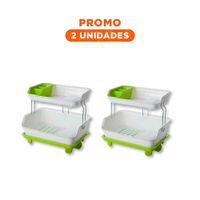 Pack2 Organizador de Vajilla Verde 2 Niveles para Fomentar Espacio con Orden Y Regalo Sticker