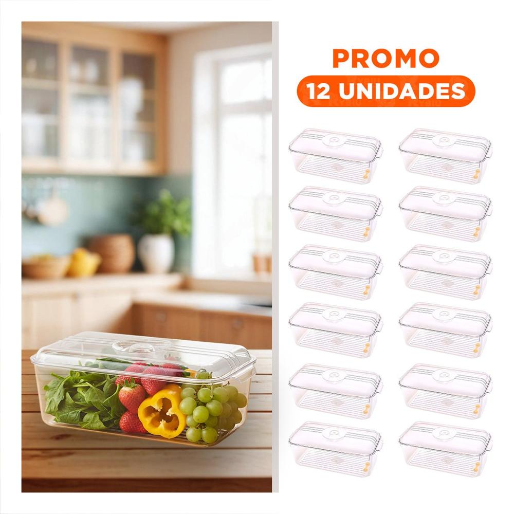 Pack12 Recipiente Multiuso Rectangular con Salida de Agua 30x16x11cm