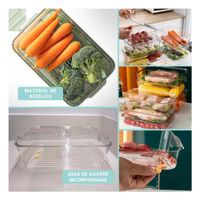 Bandeja Multiuso de Acrilico para Refrigerador y Repisas 30x20x15cm Transparente Y Ligas Regalo