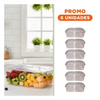 Pack6 Base Multiuso con Asas 30x20x10cm Transparente Y Regalo Sticker
