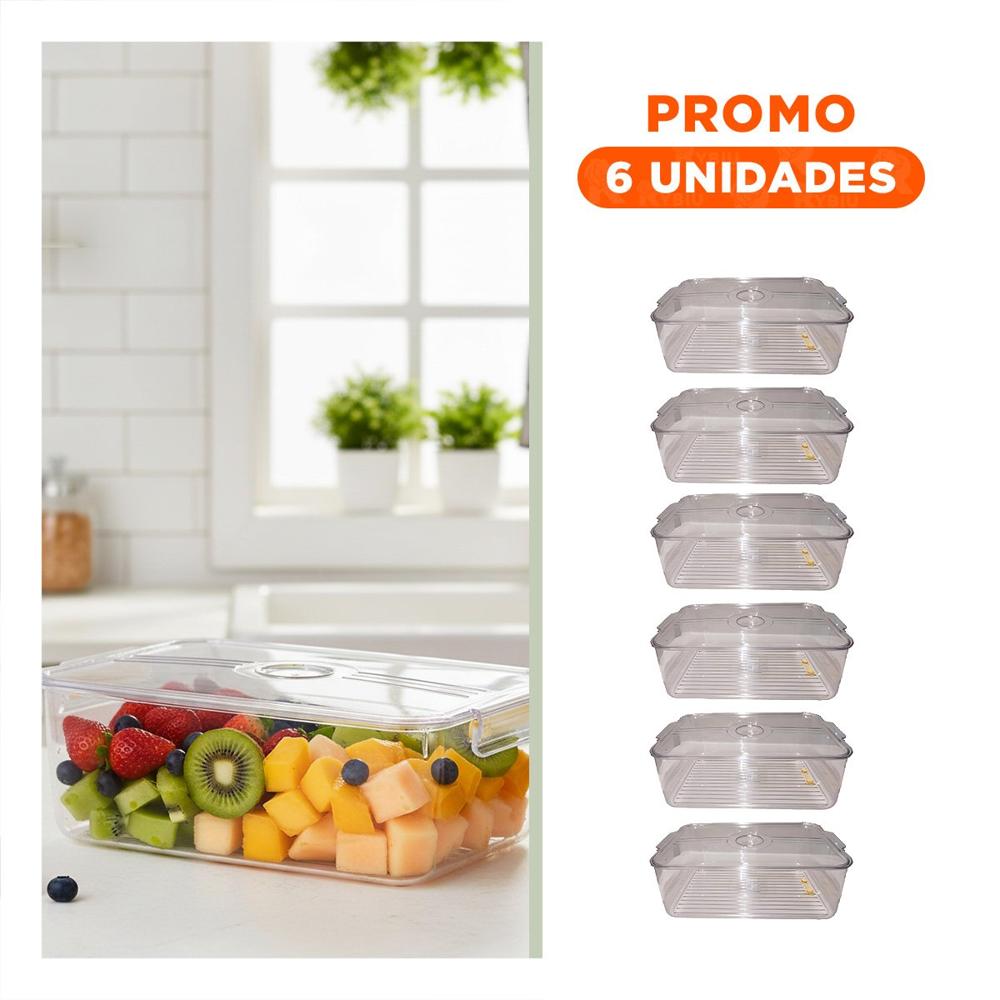 Pack6 Base Multiuso con Asas 30x20x10cm Transparente Y Regalo Sticker