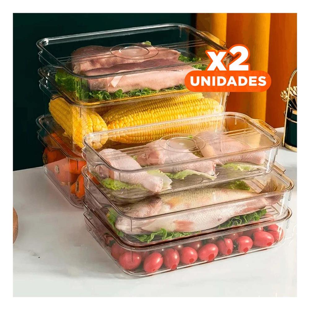 Pack2 Contenedor Rectangular que Optimiza Cada Espacio 30x20x15cm Transparente Y Papel Regalo