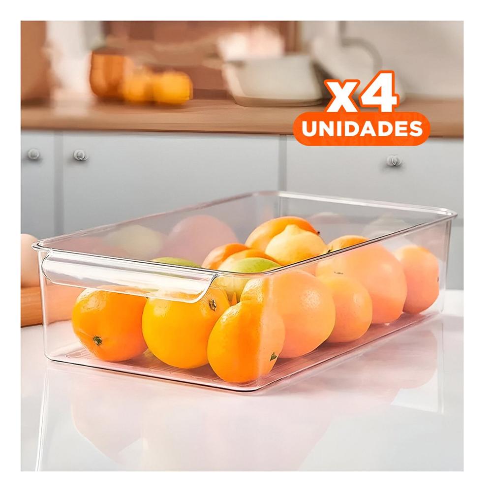 Pack4 Organizador Visible para Clasificar Comida 30x20x10cm Transparente Y Papel Regalo