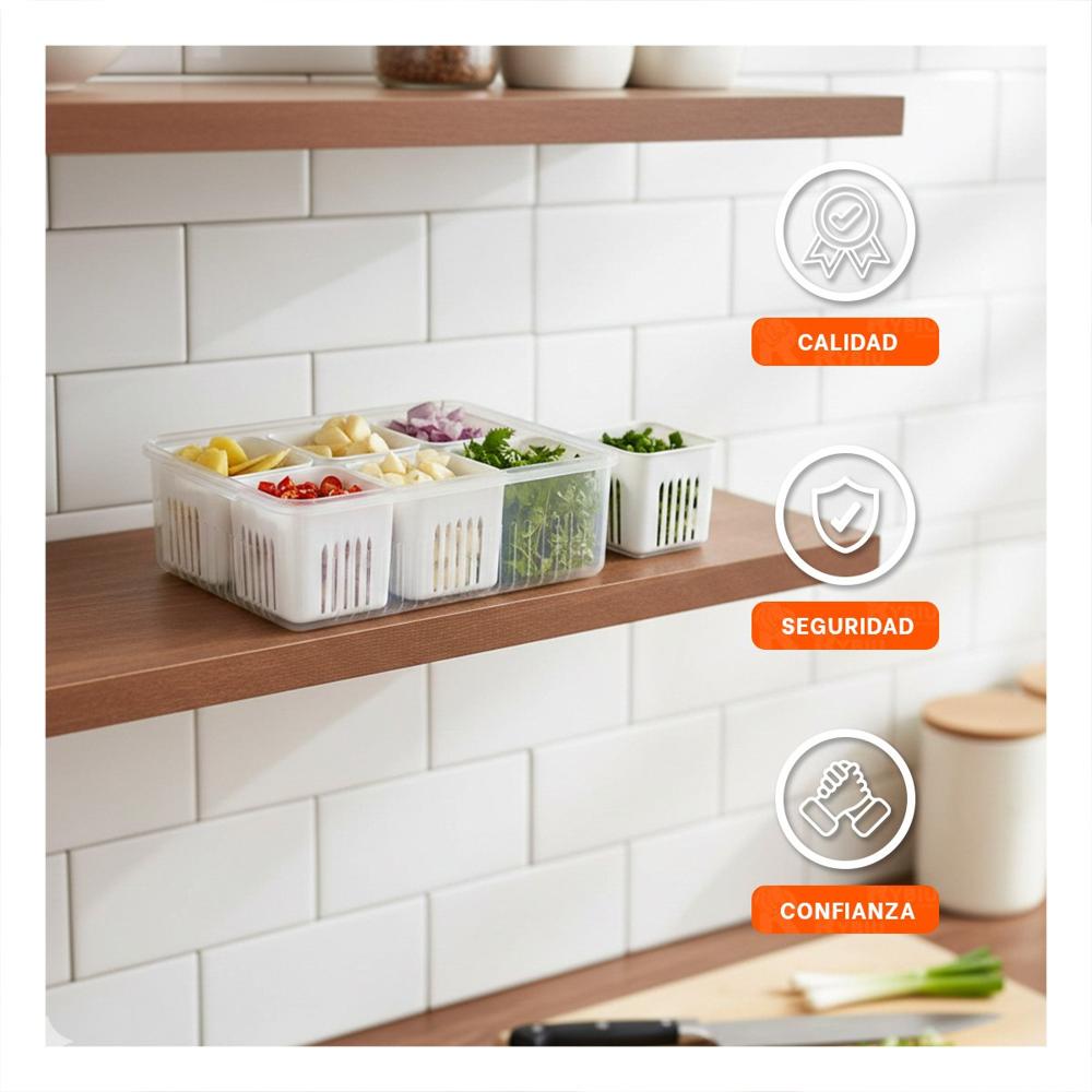 Contenedores Escurridores de Alimentos 6 en 1 Blanco para Cocina Hogar