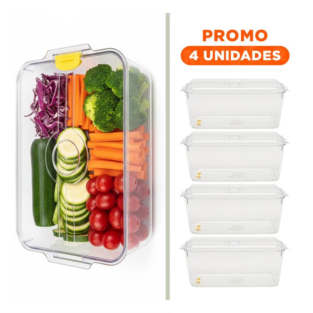 Pack4 Charola acrilico 30x20x16cm transparente con tapa ovalada para almacenaje y limpieza