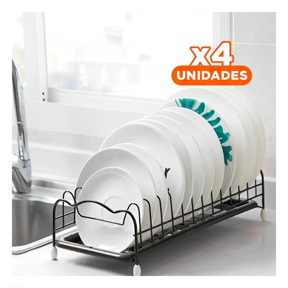 Pack4 Organizador Industrial Plateado para Platos 30x19x11cm YRegalo Sticker
