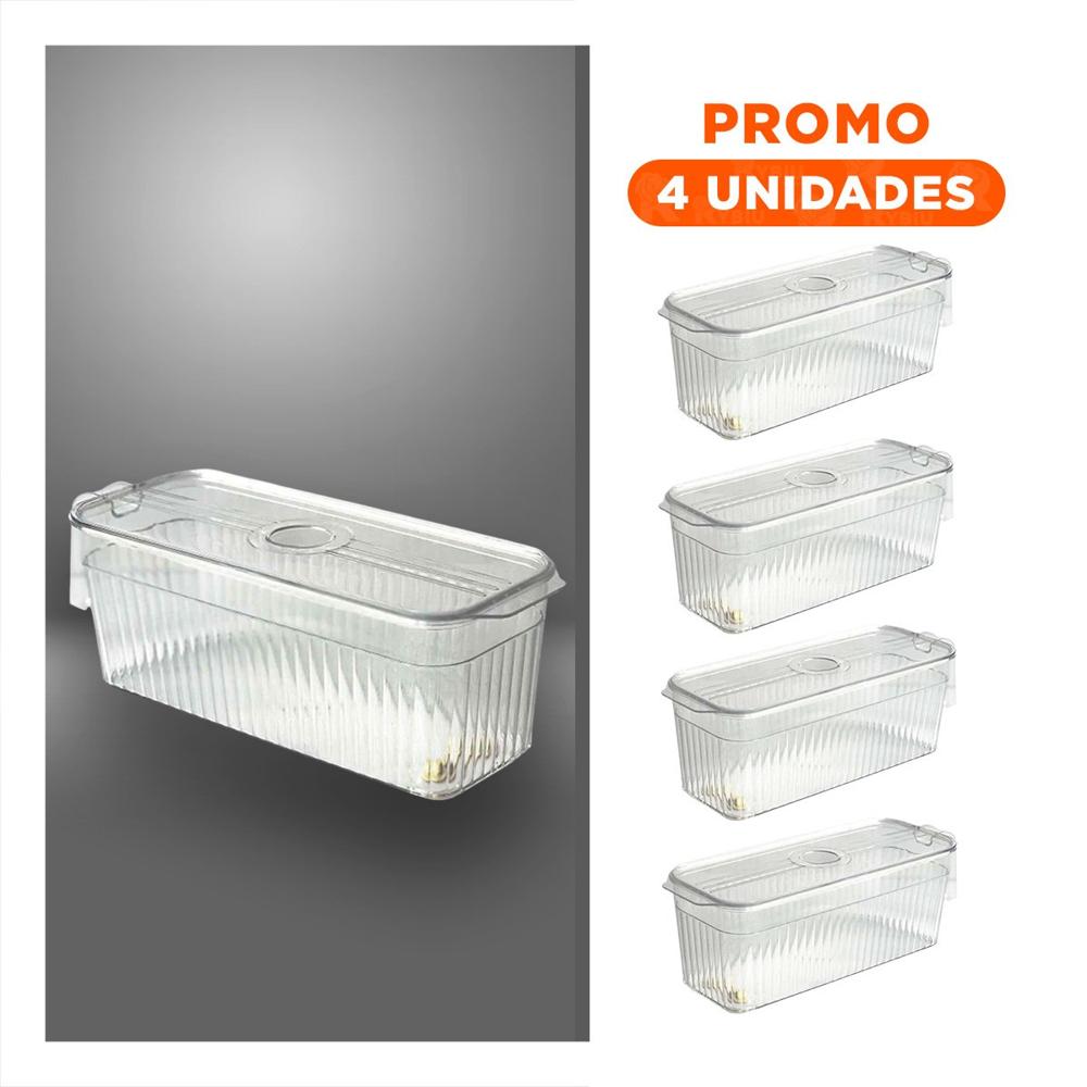 Pack4 Charola Multiuso de Facil Extraccion 26x15x30cm Transparente