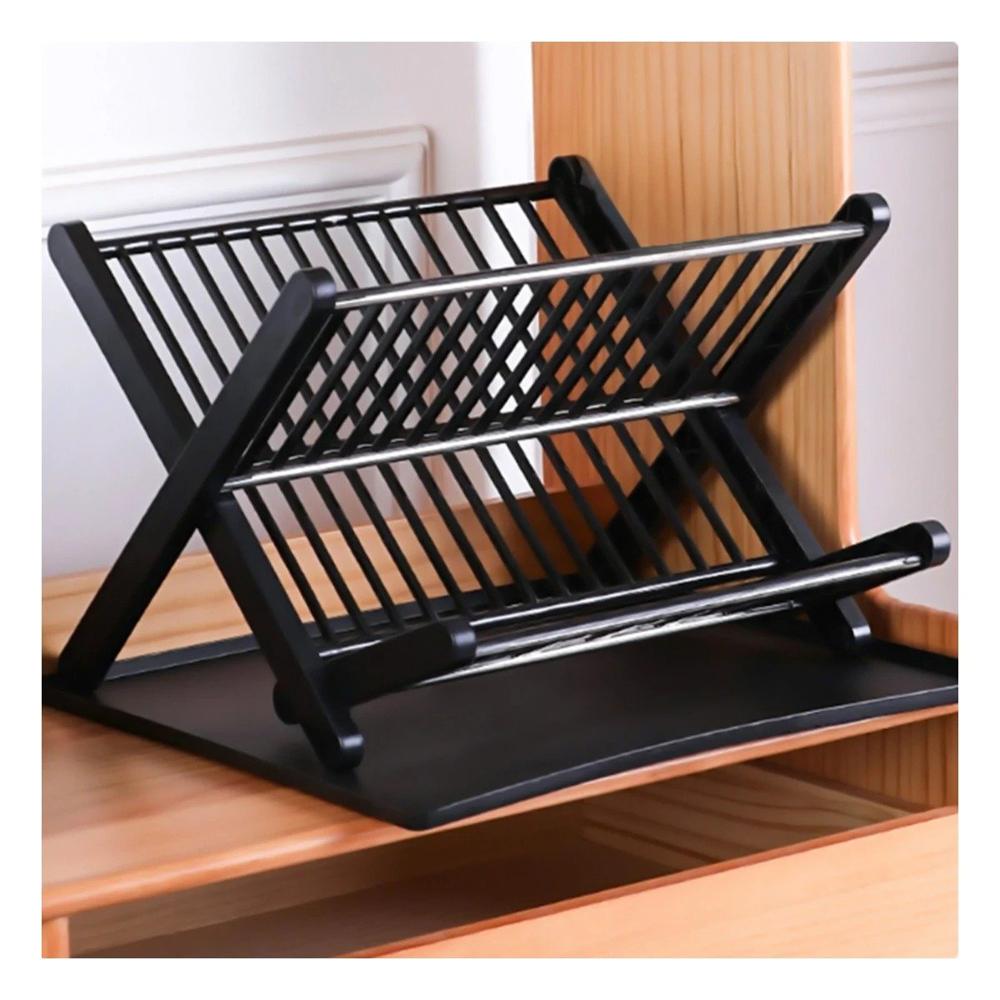 Organizador de Platos Plegable Para Cocina Hogar Negro Moderno