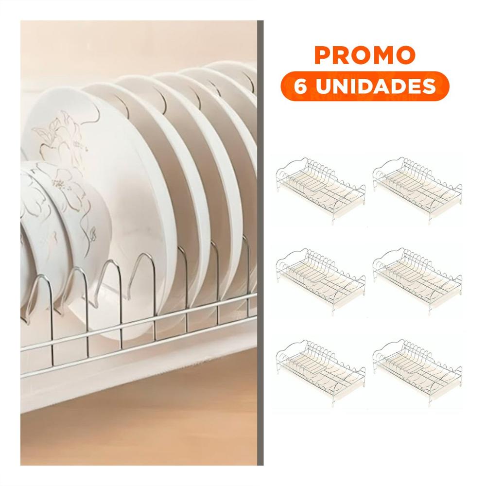 Pack6 Organizador Elegante Plateado para Platos 30x19x11cm YRegalo Sticker