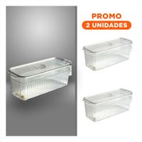 Pack2 Charola Organizadora para Refrigeradora 26x15x30cm Transparente Y Regalo Sticker