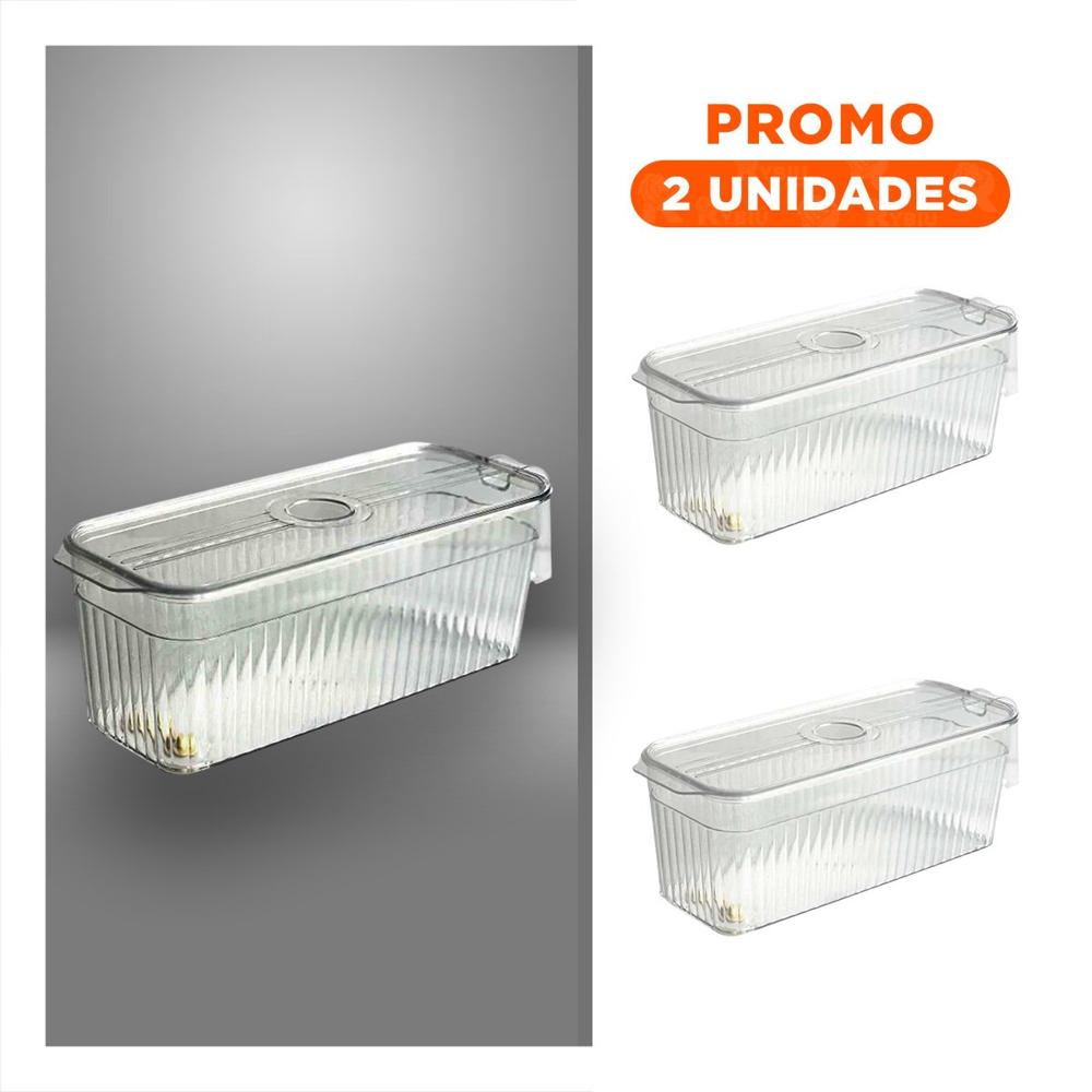 Pack2 Charola Organizadora para Refrigeradora 26x15x30cm Transparente Y Regalo Sticker
