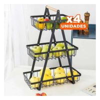 Pack4 Estante Triangular en Acero Inoxidable con 3 Niveles Color Negro YRegalo Sticker