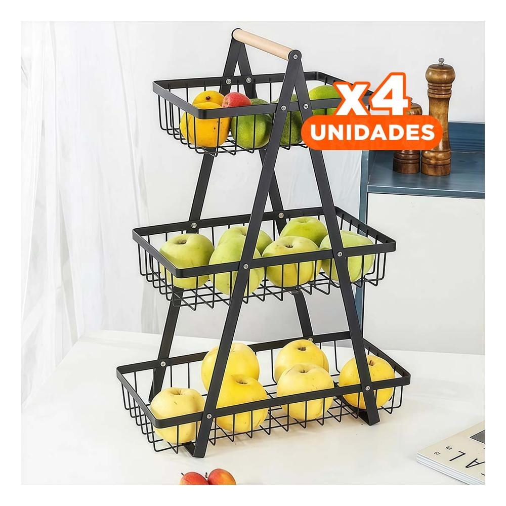 Pack4 Estante Triangular en Acero Inoxidable con 3 Niveles Color Negro YRegalo Sticker