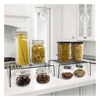 Pack2 Estante de Cocina Negro en Metal con Soporte de 4 Patas Ajustable YPapel Regalo