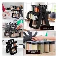 Organizador Negro Giratorio 360 de Condimentos para Espacios de Cocina YLigas Regalo