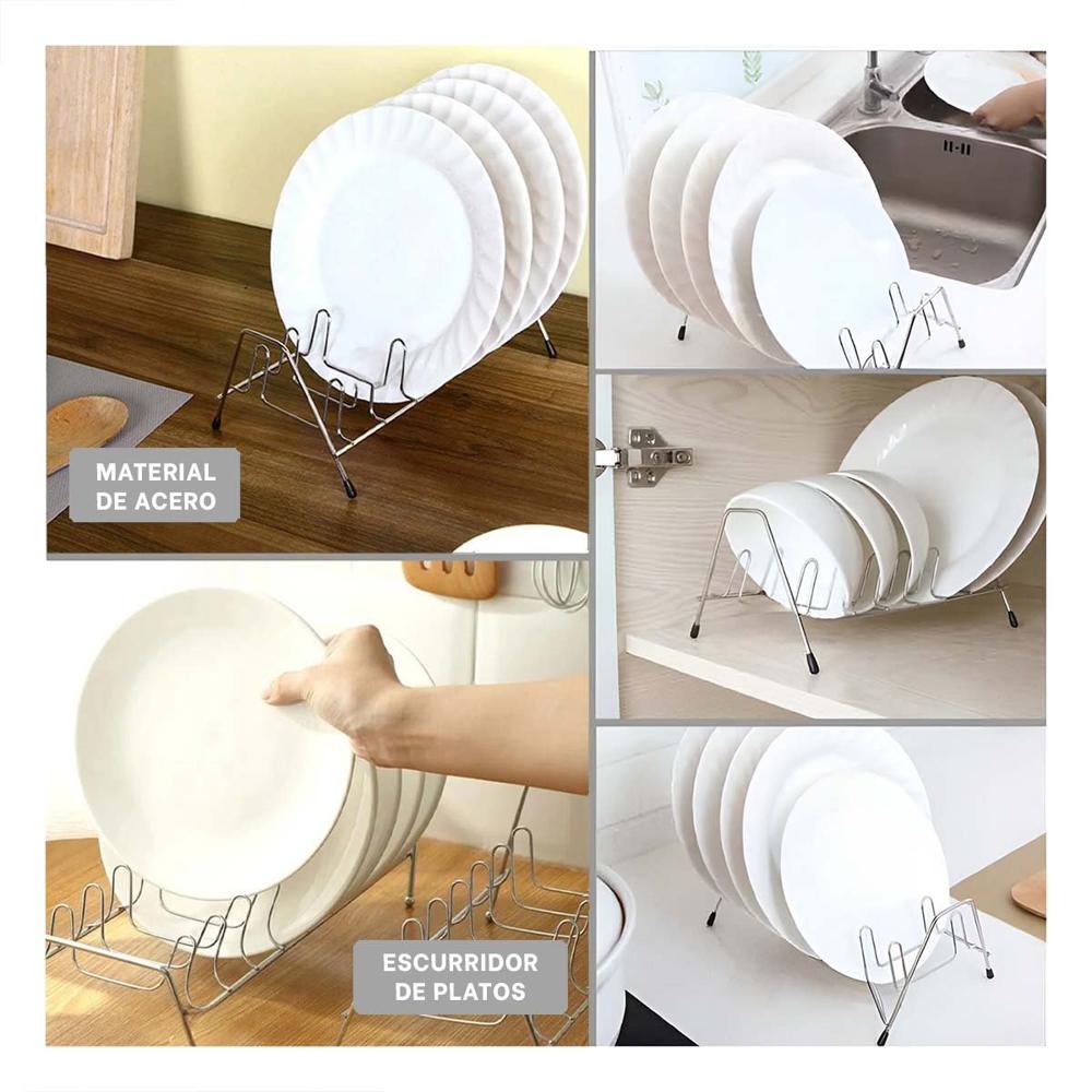 Soporte Curvo Plateado para Tapas de Ollas y Platos 10 Ranuras YLigas Regalo