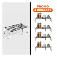 Pack4 Organizador de Cocina Negro en Metal con Soporte de 6 Patas y Sistema Expandible