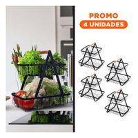 Pack4 Organizador Triangular Negro Fabricado en Acero Inoxidable 2 Niveles
