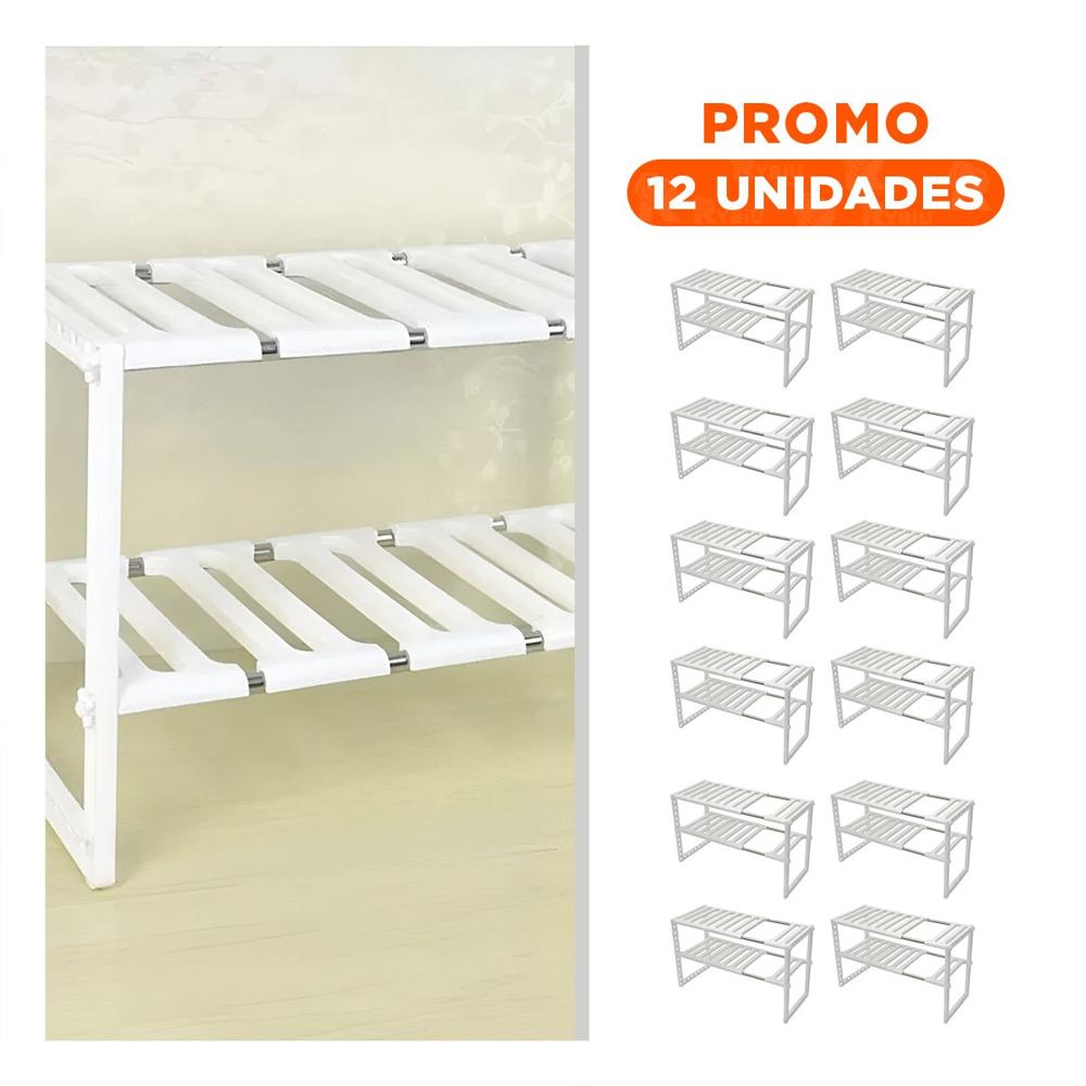 Pack12 Organizador de Repisa Blanco de Forma Recta para mas Espacio